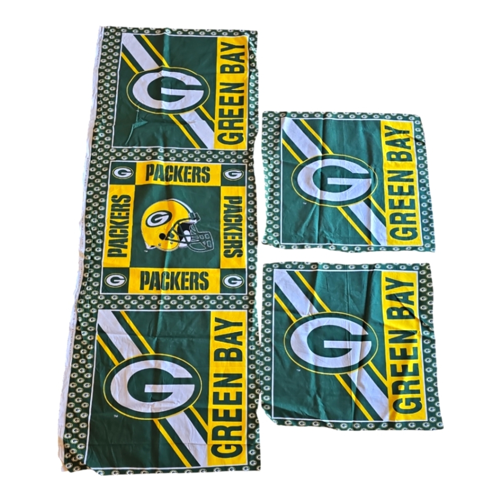 GREEN BAY PACKERS Vintage 1990s Fabric Remnants Set of 3